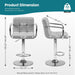 Swivel Bar Stools Set of 4, PU Leather Counter Height Stool with Arm | Upholstered Bar Chairs with Back, Barstools, Adjustable Height, Metal Legs, Kitchen Island, Cafe, Pub, Light Grey