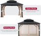 13'X15' Permanent Hardtop Gazebo – Outdoor Patio Gazebo with 4.6" Extra-Thick Woodgrain Frame, 2-Tier Galvanized Steel Double Roof & Mesh Netting, for Backyard, Lawn, Garden, Deck, Black