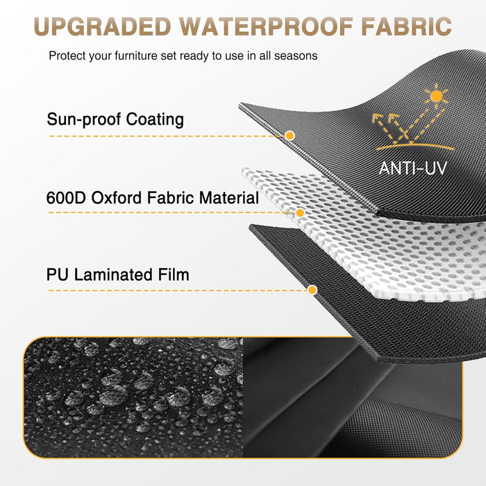 Patio Furniture Sets, 8-Piece Outdoor Patio Furniture with 44'' Propane Gas Firepit Table, Wicker Outdoor Conversation Set Sectional Sofa for Backyard, Poolside, Garden (Black Cushion)