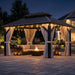 10'X12' Gazebo Hardtop Gazebo, Aluminum Pergola with Double Galvanized Steel Roof, Permanent Outdoor Metal Canopy with Curtain and Netting for Patio, Backyard, Deck,Grey