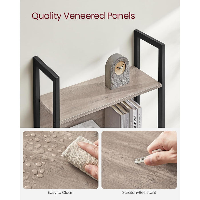 5-Tier Bookshelf, Book Shelf, Industrial Bookcase, with Steel Frame, for Living Room, Home Office, Bedroom, 9.4 X 24.4 X 65 Inches, Greige and Black ULLS025B02