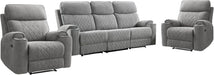 3-Piece Power Recliner Sofa Set with Charging Port, Include 2 Single Power Reclining Chairs and a 3-Seater Reclining Couch with Cup Holders for Living Room, Light Grey