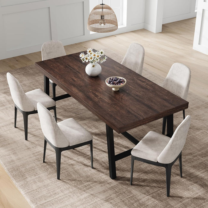 71" Large Kitchen Table, Industrial Wood Dining Table, Rustic Birch