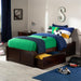 Concord Twin XL Size Platform Bed with Footboard & Storage Drawers in Walnut