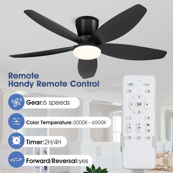 42-Inch LED Ceiling Fan With Remote-Control Low-Profile