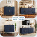 Blue Fluted 2-Door Buffet Cabinet, Modern Coffee Bar & Sideboard