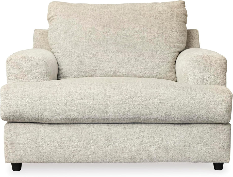 Soletren Contemporary Chenille Chair and a Half, Off-White