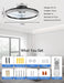 Modern Bladeless Ceiling Fans with Lights, Small Fandelier Bedroom Ceiling Fan - Low Profile LED Fan Light with Remote APP, Flush Mount, Dimmable, DC Motor, 6 Speeds, Timer (18 Inch, Black)