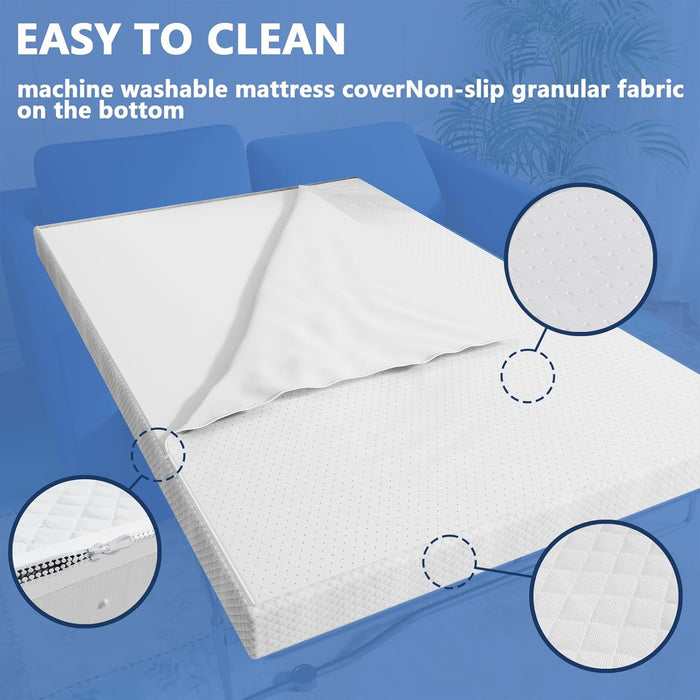4.5 Inch Cold Gel Memory Foam Mattress Replacement for Sleeper Sofa and Couch Beds - Queen Size Certipur-Us Certified (Sofa Not Included)