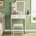 Pearl White Makeup Vanity Desk Integrated Lighting