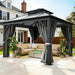 10X10FT Polycarbonate Hardtop Gazebo Outdoor Patio Double Top Canopy Galvanized Iron Metal Column Garden Tent Curtains Netting for Backyards Decks Lawns,Gray