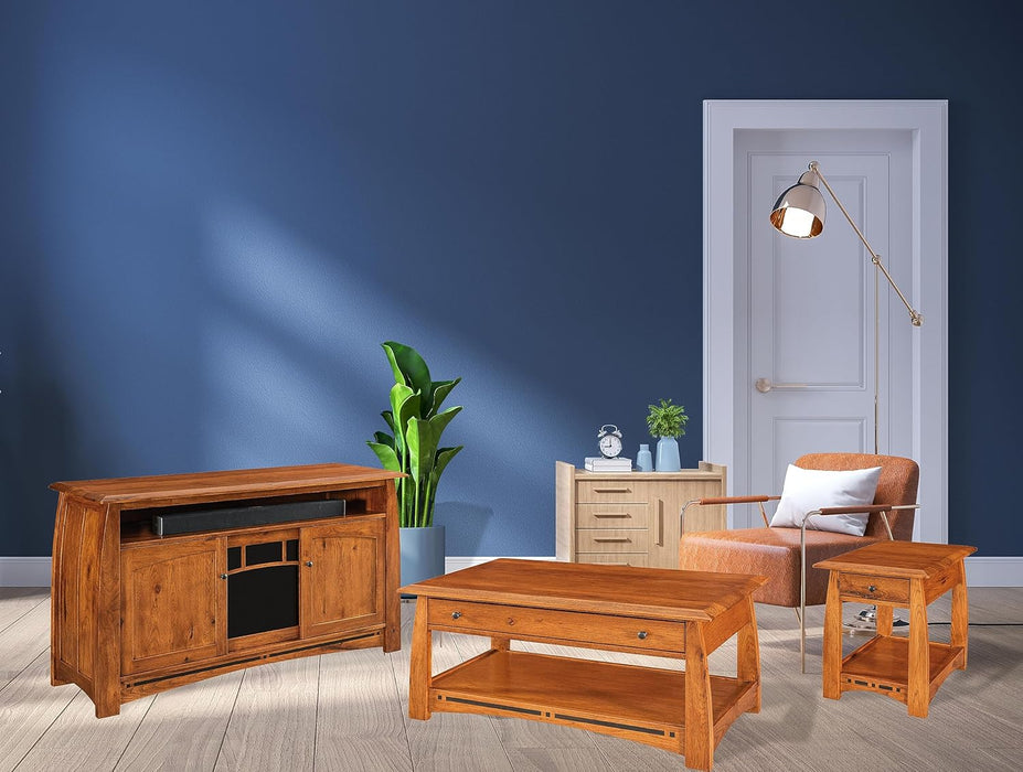 Timber Trail TV Stand, Amish Crafted in the USA- Solid Rustic Hickory (Golden Harvest Stain)