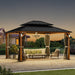 12x14 Weatherproof Gazebo WoodgrainFinish With LEDs