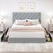 Queen Size Bed Frame Upholstered Platform Bed with 4 Storage Drawers and Tufted Headboard Velvet Bed Frame with Heavy Duty Wood Slats, No Box Spring Needed, Easy Assembly, Bluish Grey