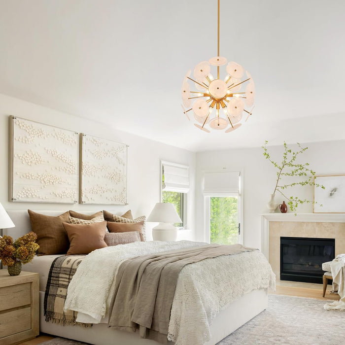 Luxurious Gold Finish 12 Light Sputnik PendantLight