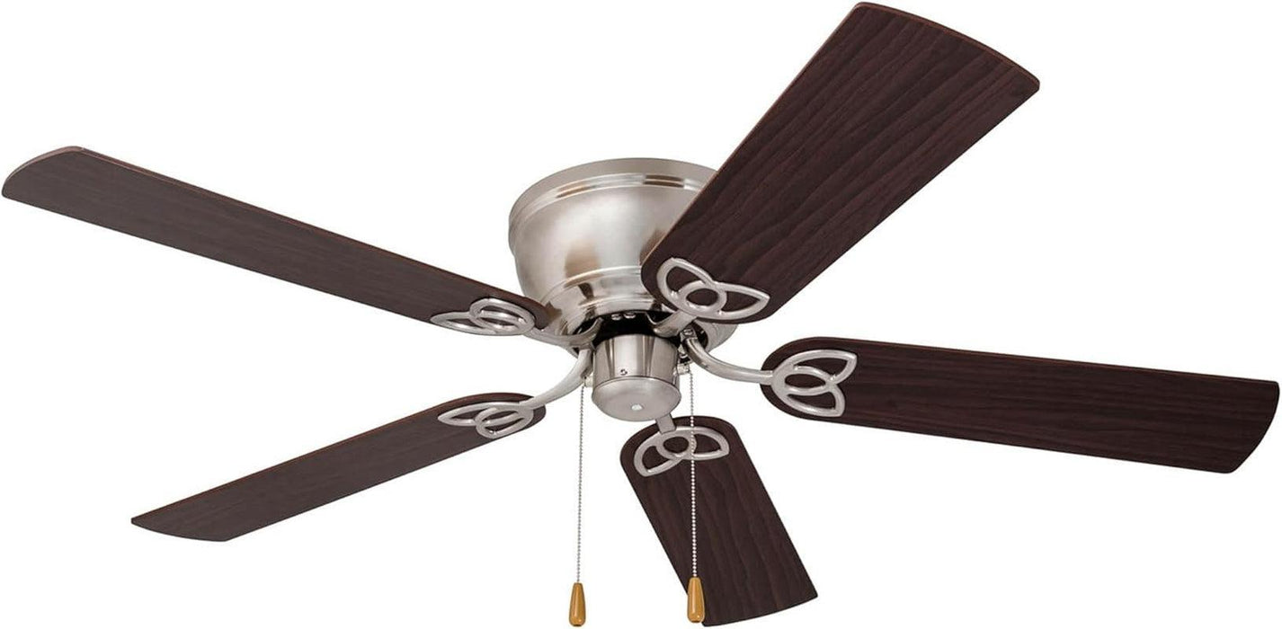 Benton Traditional 52 Inch Ceiling Fan with Light, LED Flush Mount Ceiling Fan, Indoor Fan with 5 Blades, Brown Walnut and Brown Maple Blade Finish Options, Brushed Nickel (51428-01)