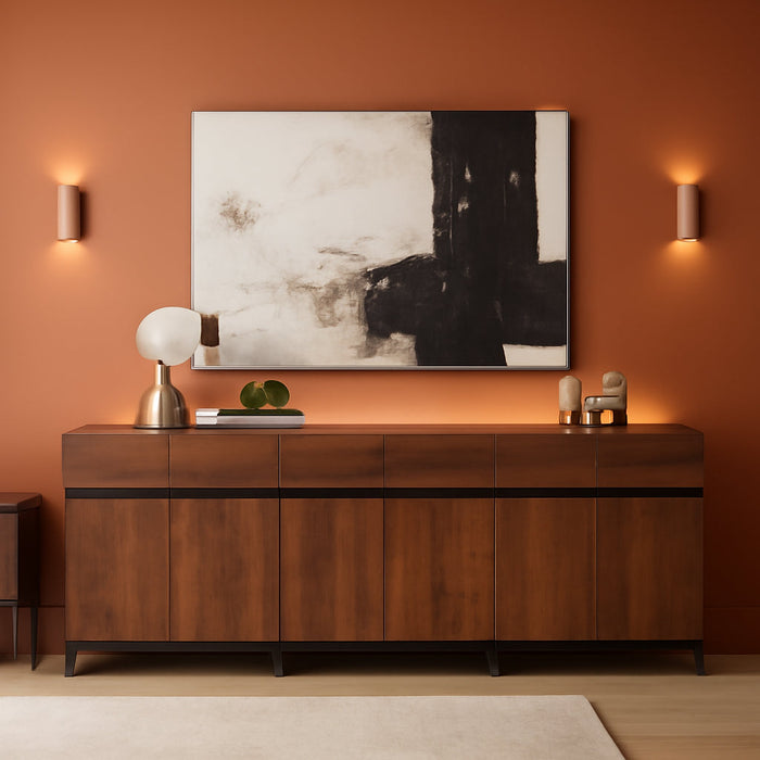 3 in 1 Multifunctional Sideboard Buffet Cabinets, Modern Sideboard with Adjustable Shelf and Metal Base, Coffee Bar Cabinet Storage Cabinet for Living Room, Kitchen, Brown