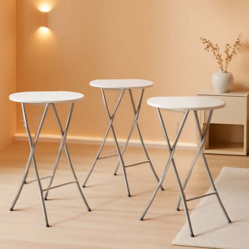 Foldable White Round Cocktail Tables 23.6x44 Inches
