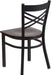 2 Pack HERCULES Series Black ''X'' Back Metal Restaurant Chair - Walnut Wood Seat