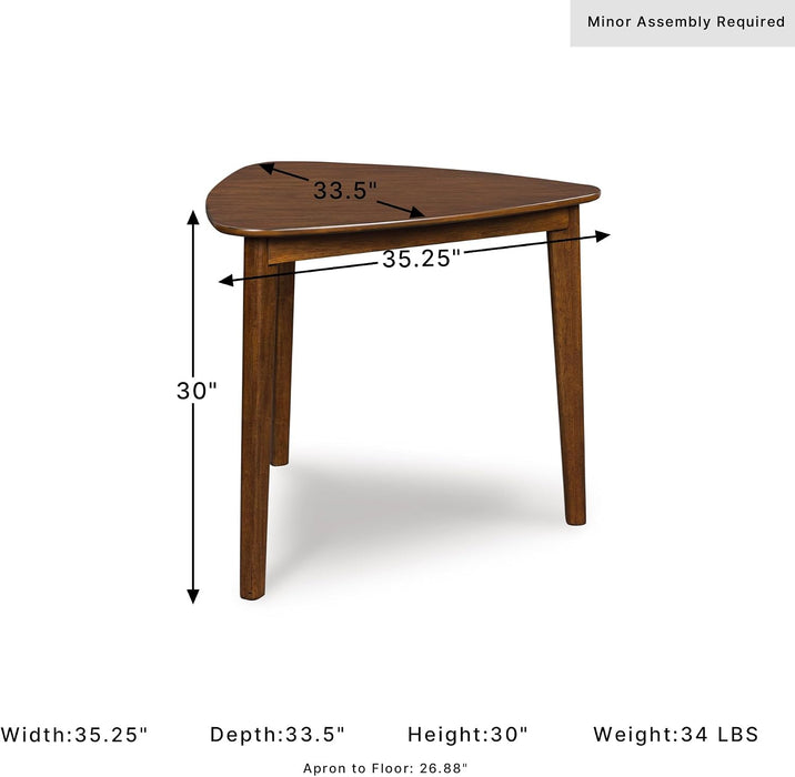 Signature Design by Ashley 1-Piece Small Triangle Dining Table, Seats 3 | Small Dining Table, Seats up to 3, Hardwood Solids with Mango Wood Veneer and MDF Substrates, Beveled Edge, Allstream Series