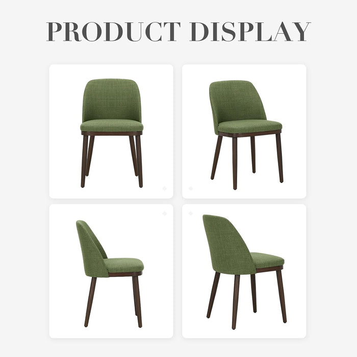 Upholstered Dining Chairs Set of 4, Modern Kitchen Chairs with Back, Fabric Side Dining Room Chairs with Wood Legs for Farmhouce Restaurant, Green