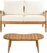 Havets 2 Piece Patio Conversation Sets, Outdoor Acacia Wood Patio Seating Group,Woven Rope Loveseat with Cushions and Coffee Table for Porch Garden Backyard Balcony, Teak+Beige