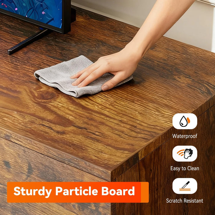 TV Stand for 55 60 Inch Tvs,Entertainment Center with 2 Storage Cabinets and Open Shelves, Modern Media Console Table for Living Room, Bedroom, Home Office,Brown