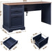 Blue Farmhouse Executive Desk With Charging Station