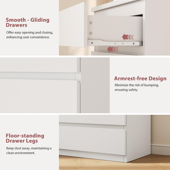 5 Drawer Dresser for Bedroom, White Dresser Chest of Drawers, Tall Dressers for Bedroom with Handleless Drawers, 15" D X 23.7" W X 40.4" H Storage Dressers for Living Room, Hallway and Entryway-White