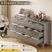 53" Long Dresser for Bedroom, 6-Drawer Dresser with Fluted Fronts, Wide Wood Chest of Drawers, Smooth Metal Slides, Stable Base, Modern Clothes Storage Cabinet for Living Room, Hallway