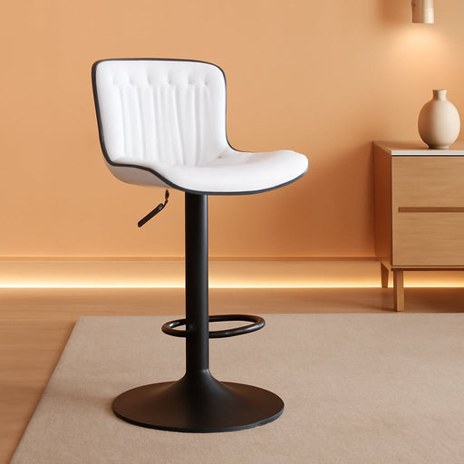 White Bar Stools Set of 2 Modern Kitchen Counter Height Bar Chair with Back Swivel Adjustable Faux Leather Upholstered Barstools for Breakfast Island Tall 300LBS