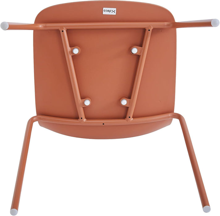 Dining Chairs Set of 2, Plastic Stackable Kitchen Chairs, Modern Indoor/Outdoor Chair with Metal Legs for Dining Room, Kitechen, Cafes, Restaurants (Terracotta)