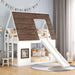 Twin Size Montessori Wooden Playhouse BunkBed Slide