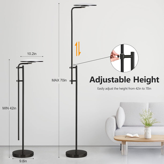 32W/3000LM Floor Lamps, Super Bright LED Standing Lamp with Remote Control, Adjustable Tall Lamp with 350°Rotating Head, Modern Dimmable Torchiere Corner Lamp for Living Room, Bedroom, Office