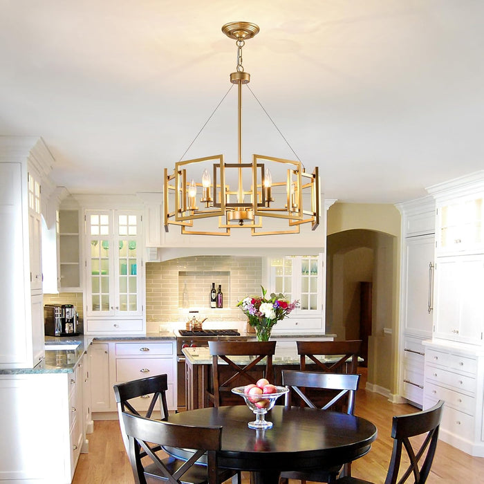 Gold GeometricMetal Pendant Chandelier 5 Light Fixture