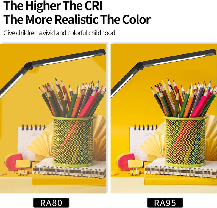 LED Desk Lamp with Clamp, Architect Desk Lamp with Dual Light and Adjustable Swing Arm, Clip-On Eye-Care 4 CCT Modes & 5 Brightness Levels Table Light Modern Computer Lighting for Home Office