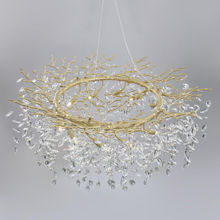 Gold Crystal Chandelier 43 Inch Tree Branch Chandelier 12-Lights