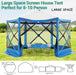 12X12 Pop up Canopy Gazebo, Outdoor Canopy Tent Screen House with 6 Sidewalls and Netting for Camping, Waterproof, UV Resistant, Ez Set-Up Party Tent with Carrying Bag and Ground Stakes,Blue