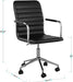 Taytum Swivel Task Chair with Armrests for Home Office in Black Faux Leather with Polished Nickel Frame