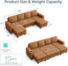 Brown UShaped Convertible Sectional Sofa Bed USBPort