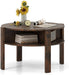 round Coffee Table, 29.5” 2-Tier Circle Cocktail Center Table with Storage Shelves, for Small Spaces, Living Room (Rustic Brown)