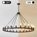 XL Handcrafted MatteBlack Walnut WagonWheel Chandelier
