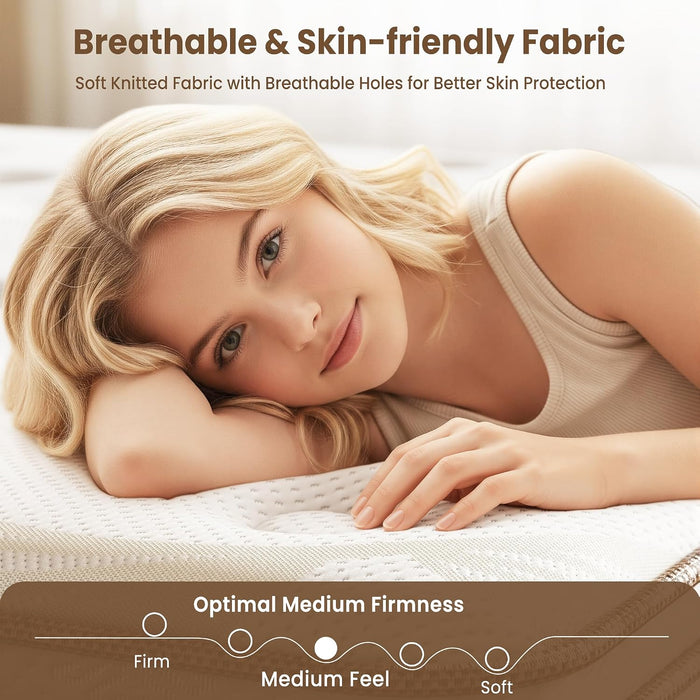 Twin Mattress 12 Inch Hybrid Mattress in a Box with Memory Foam and Individual Pocket Springs, Medium Firm Twin Size Bed Mattress for Motion Isolation and Pressure Relief, Certipur-Us