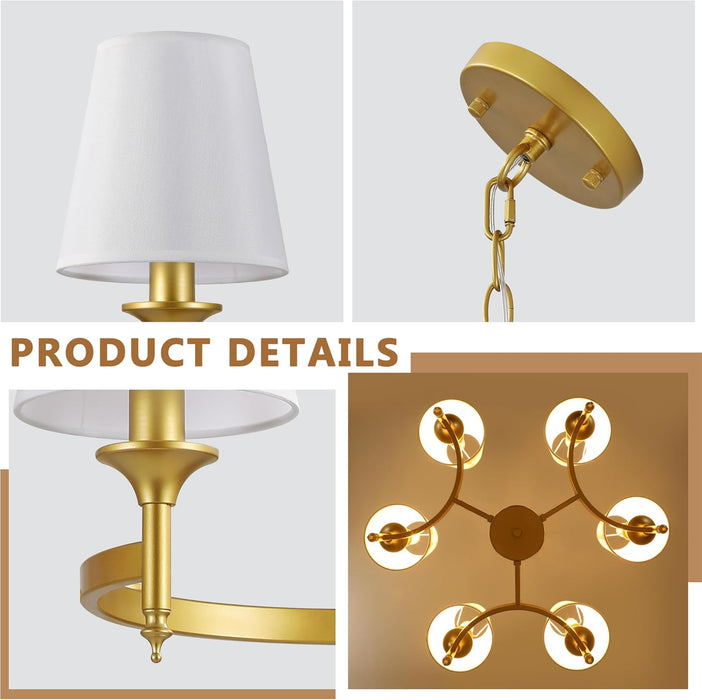 GildedGold 27.2 Inch Six Light Farmhouse Chandelier
