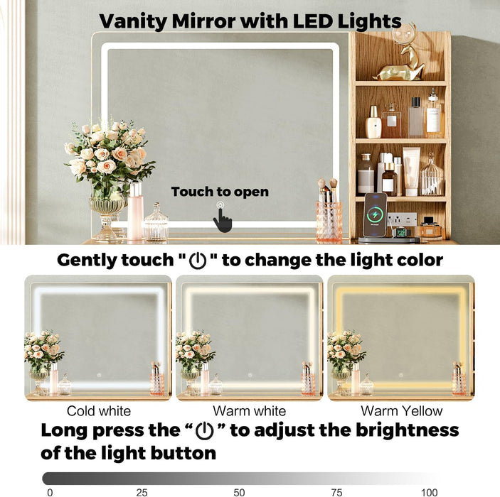 47 Inch Vanity Desk With Multifunctional Illumination
