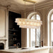 39In Large Chandelier Gold, Modern Dining Room Light Fixtures, 3 Layer Luxury Glass Chandelier 6 Light Rectangular Chandeliers for Dining Room Kitchen Island Living Room (Clear Glass)
