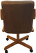 Casual Rolling Caster Dining Chair with Swivel Tilt in Oak Wood with Caramel Fabric Seat and Back (1 Chair)