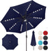 10Ft Solar Umbrella Outdoor - Lighted Solar Patio Umbrella with 40 LED Lights Waterproof UV Protection, Table Umbrella with Tilt for Pool, Porch, Garden, Deck, Backyard (Navy Blue)
