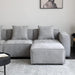 Luxury Modular Sectional Living Room Sofa Set, Modern Minimalist Style Couch with Ottoman and Chaise, L-Shape, Grey