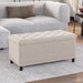35" Tufted Ottoman, Storage Bench with Safety Close Hinge, Ottoman with Storage for Living Room, Entryway, Hallway, Foot Rest, Support 300Lbs - Beige